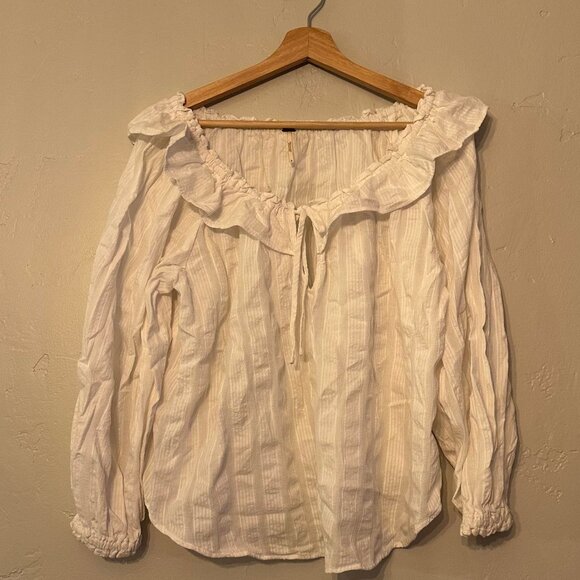 Free People Keyhole Blouse Ivory Size Small - Picture 2 of 4